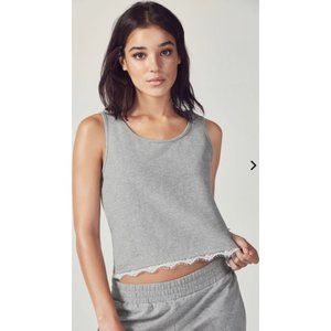 Fabletics Melinda Tank Gray Lace Trim Size Medium